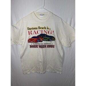 Vintage Daytona Beach Racing Race Week 2001 Graphic T Shirt‎ Mens L